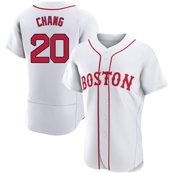 Men's Yu Chang Boston White Authentic 2021 Patriots' Day Baseball Jersey (Unsigned No Brands/Logos)